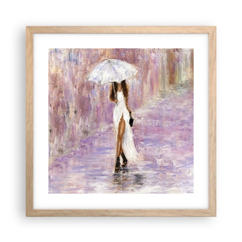 Poster în ramă de stejar deschis - În ploaia de liliac - 40x40 cm