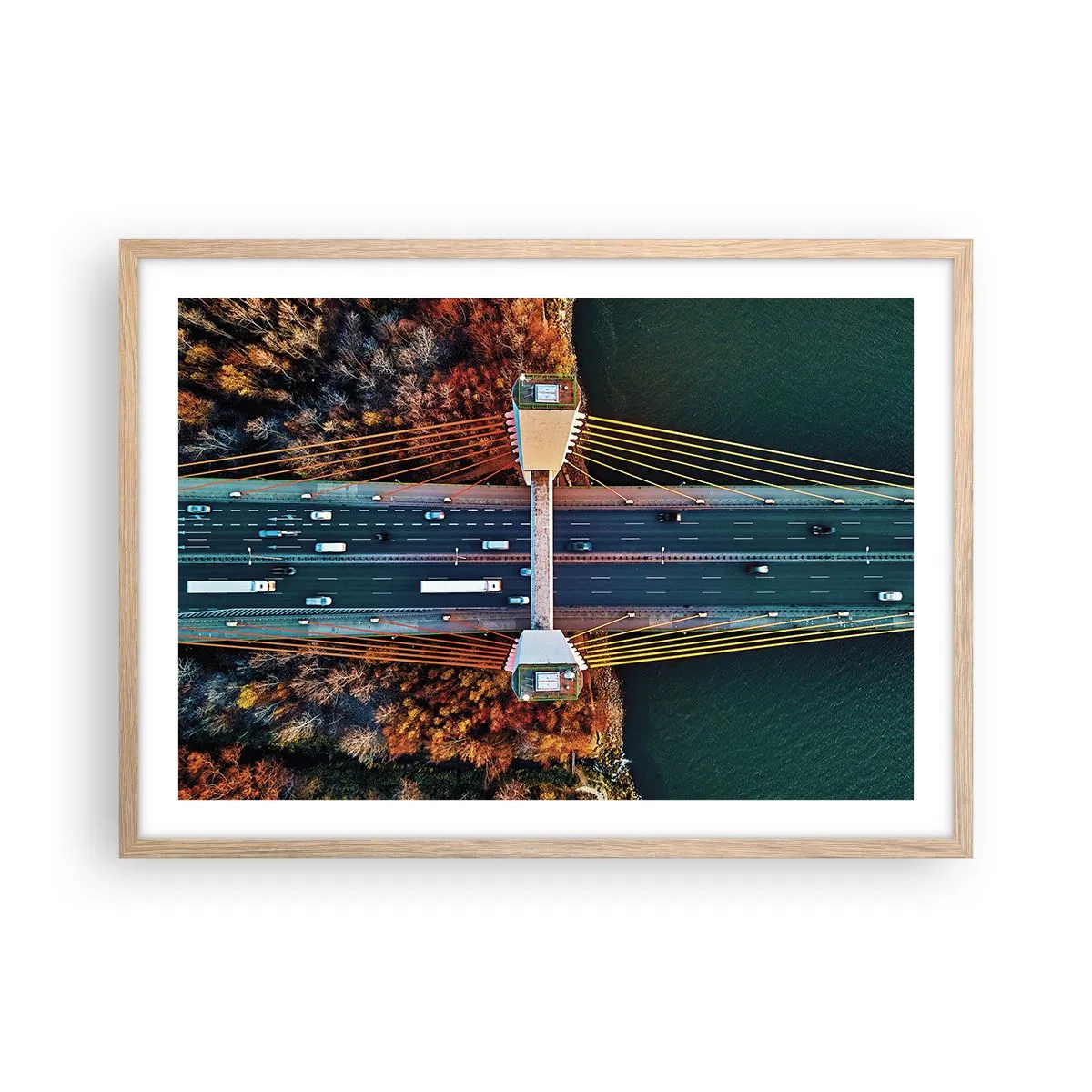 Poster în ramă de stejar deschis - Din pădure spre apă - 70x50 cm