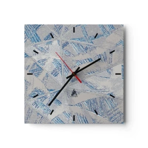 Ceas de perete - Ceas pe sticlă - Într-un labirint de gri-albastru - 30x30 cm