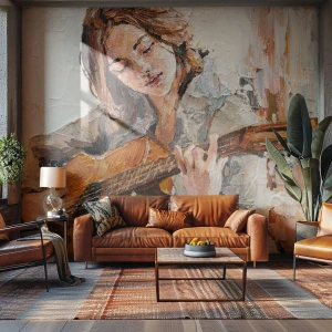 Tapet Premium Canvas - Concert pentru chitară și inima unei fete - Chitară, Muzică, Fată - 500x350 cm