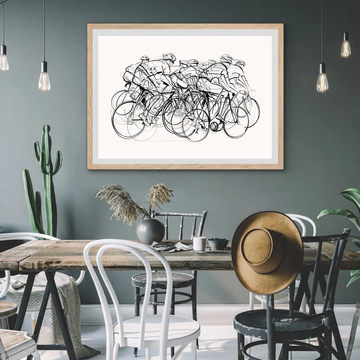 Poster în ramă de stejar deschis - Mână în mână - 100x70 cm