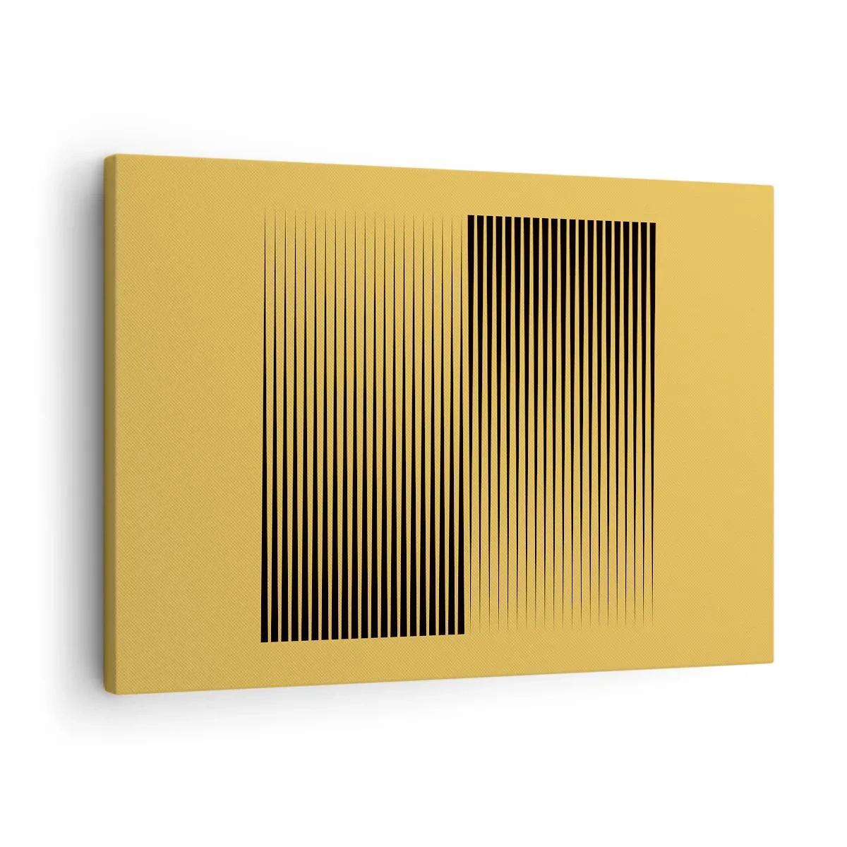Tablou pe pânză Canvas - Linii negre verticale pe un fundal galben - 70x50cm - Pătratul contrariilor - Decorațiune modernă pentru perete pentru living și dormitor ARTTOR
