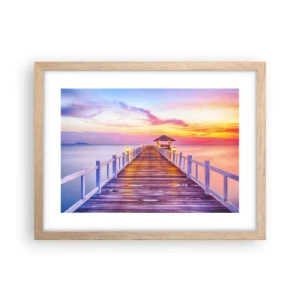 Poster în ramă de stejar deschis - Tăcerea serii în liliac-auriu - 40x30 cm