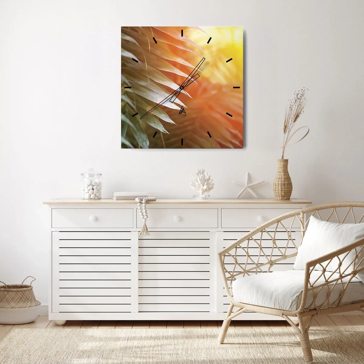 Ceas de perete - Ceas pe sticlă - Dimineață în junglă - 30x30 cm