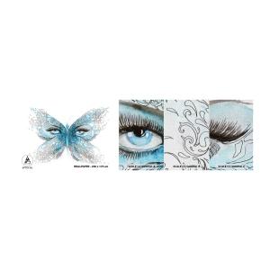Mostră tapet Premium Canvas - Polyommatus eros - Abstracția, Fluture, Ochi Femei - 100x30 cm