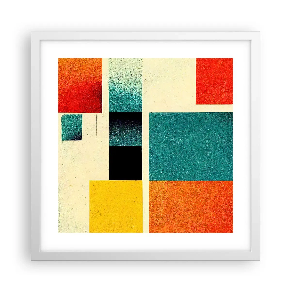 Poster în ramă albă - Abstracție geometrică - energie bună - 40x40 cm