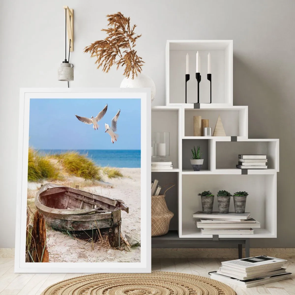 Poster în ramă albă - Scăldate în vânt - 40x50 cm