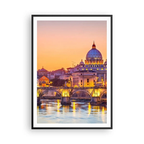 Poster în ramă neagră - Amurg deasupra Orașului Etern - 70x100 cm