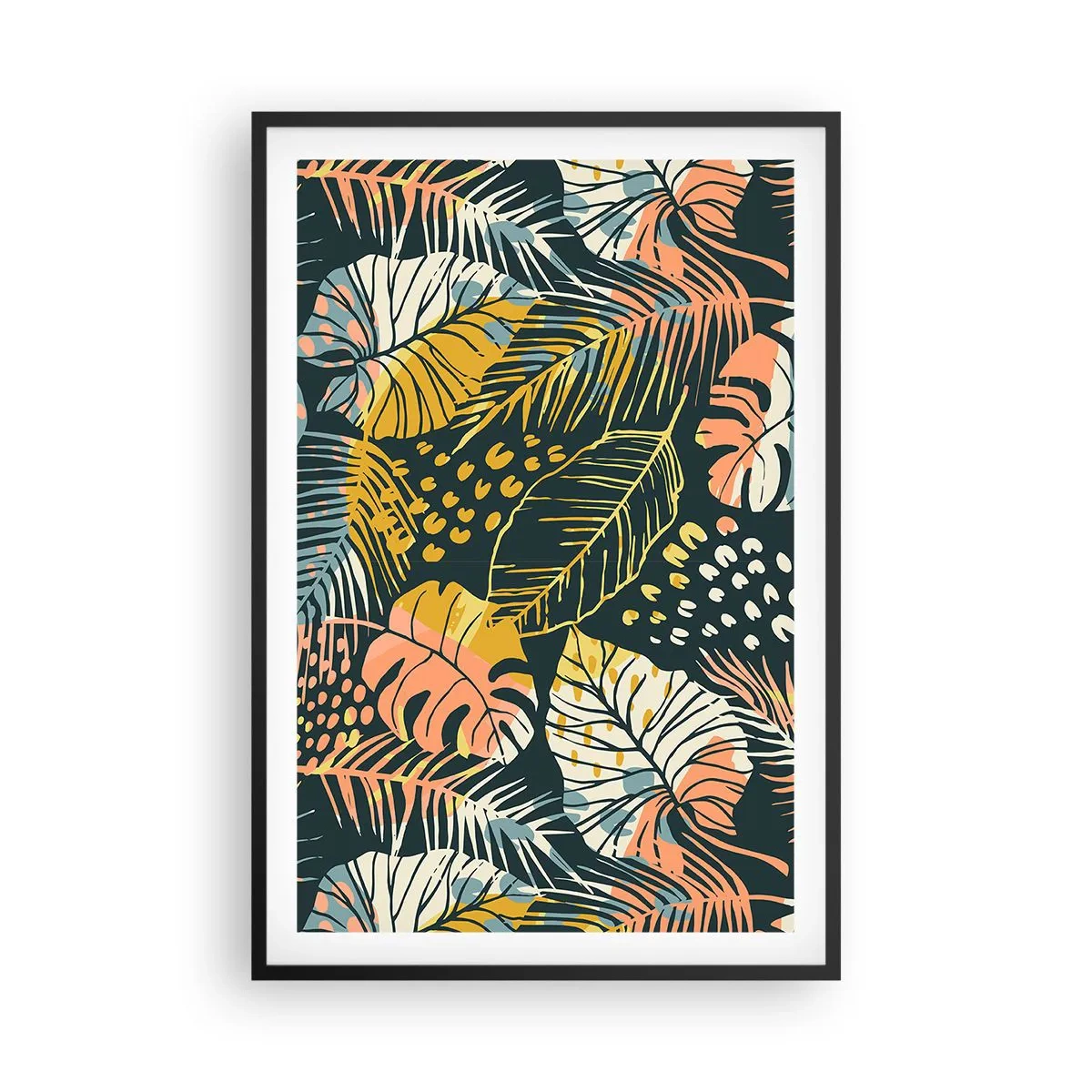 Poster în ramă neagră - Fantezie cu frunze - 61x91 cm