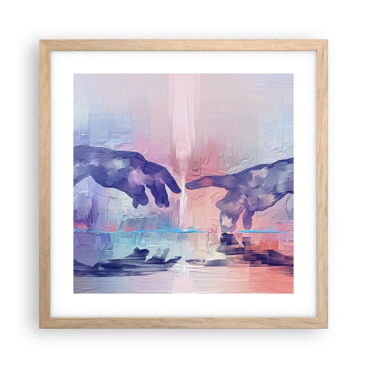 Poster în ramă de stejar deschis - Scânteia divină a vieții - 40x40 cm