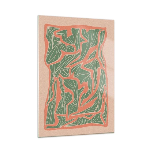 Tablou pe sticlă - Lupta dintre coral și verde - 50x70 cm