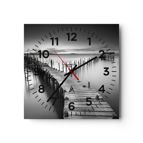 Ceas de perete - Ceas pe sticlă - Liniștea unui țărm uitat - 30x30 cm