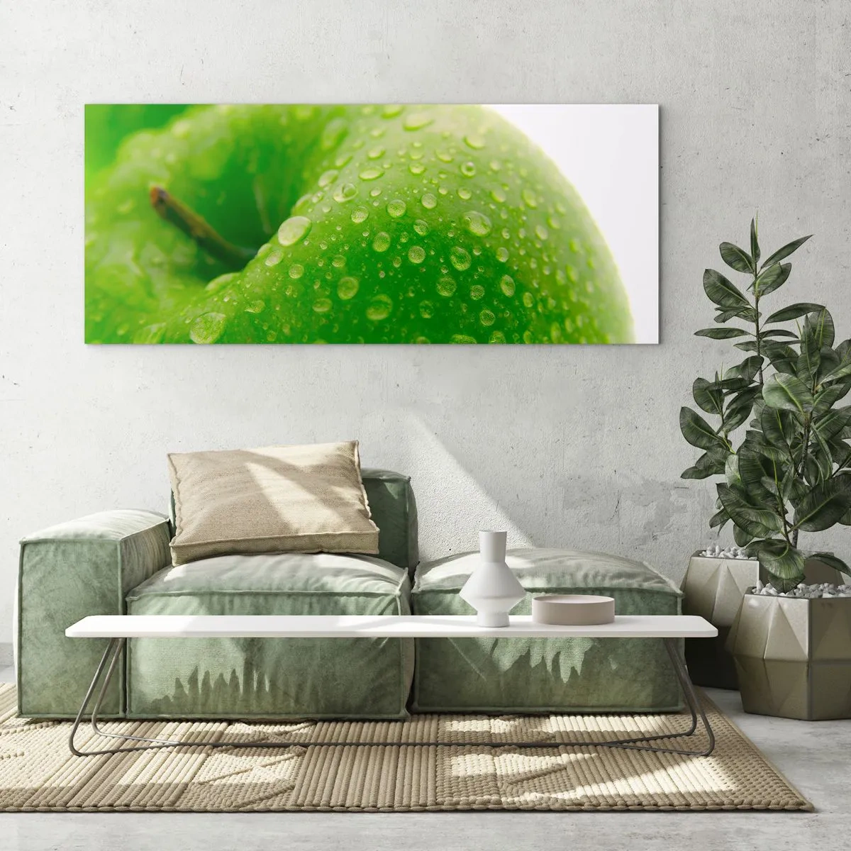Tablou pe sticlă - Prospețime verde rece - 90x30 cm