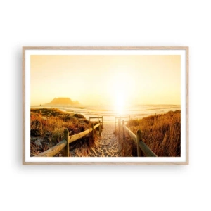 Poster în ramă de stejar deschis - Prin dune spre soare - 100x70 cm