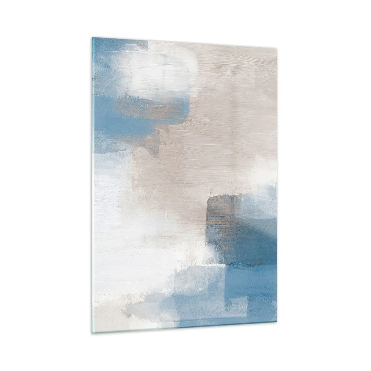 Tablou pe sticlă - Abstracție roz în spatele unui voal de albastru - 50x70 cm