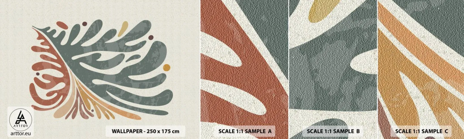 Mostră de Tapet Standard Eco - Frunză multicoloră - Boho, Minimalism, Bucată - 100x30 cm