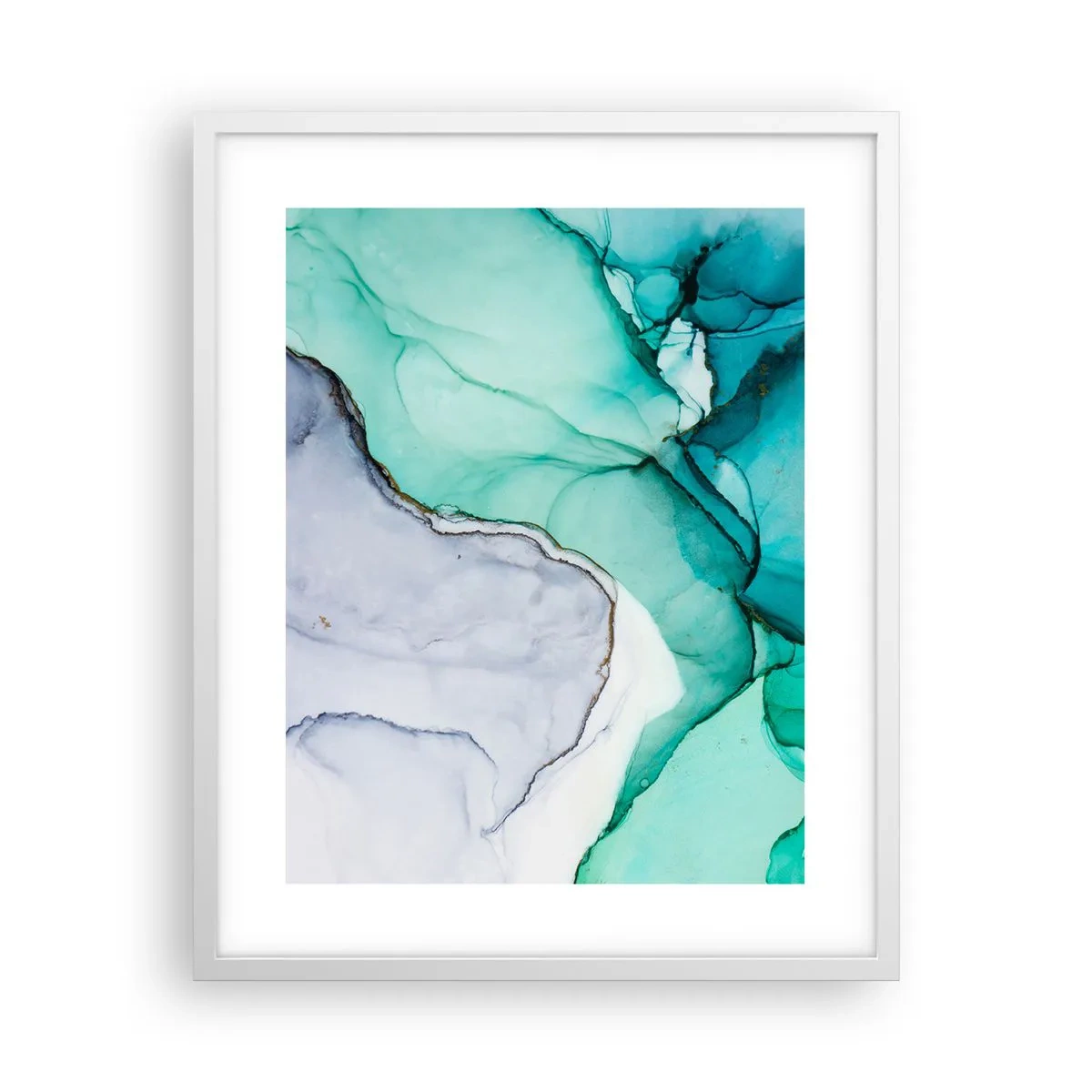Poster în ramă albă - Studiu în turcoaz - 40x50 cm