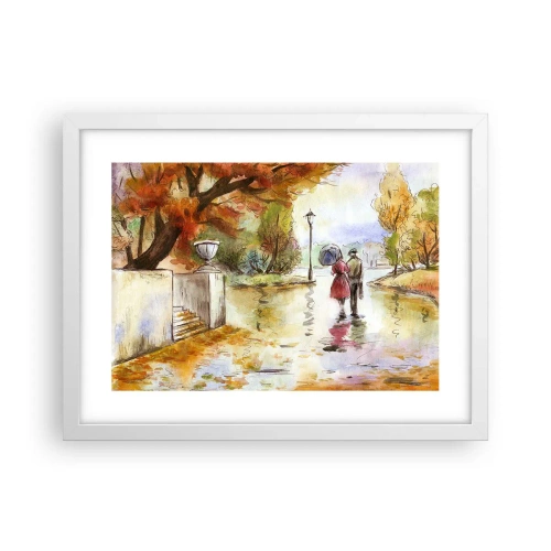 Poster în ramă albă - Toamnă romantică în parc - 40x30 cm