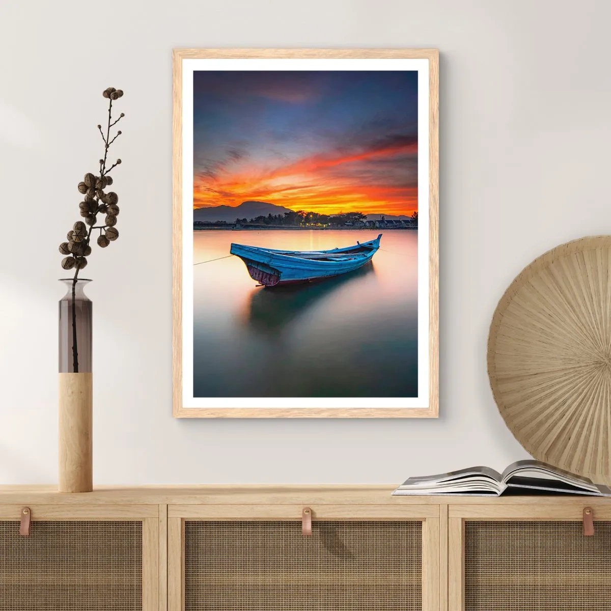 Poster în ramă de stejar deschis - O noapte bună înainte - 50x70 cm