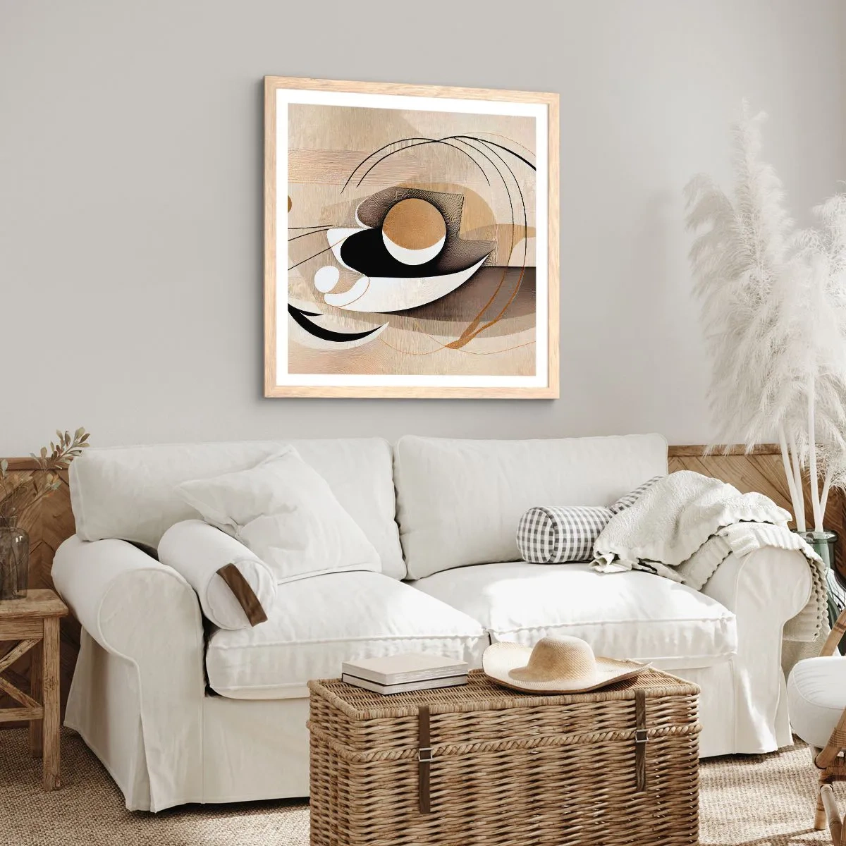 Poster în ramă de stejar deschis - Compoziție - nucleu - 40x40 cm