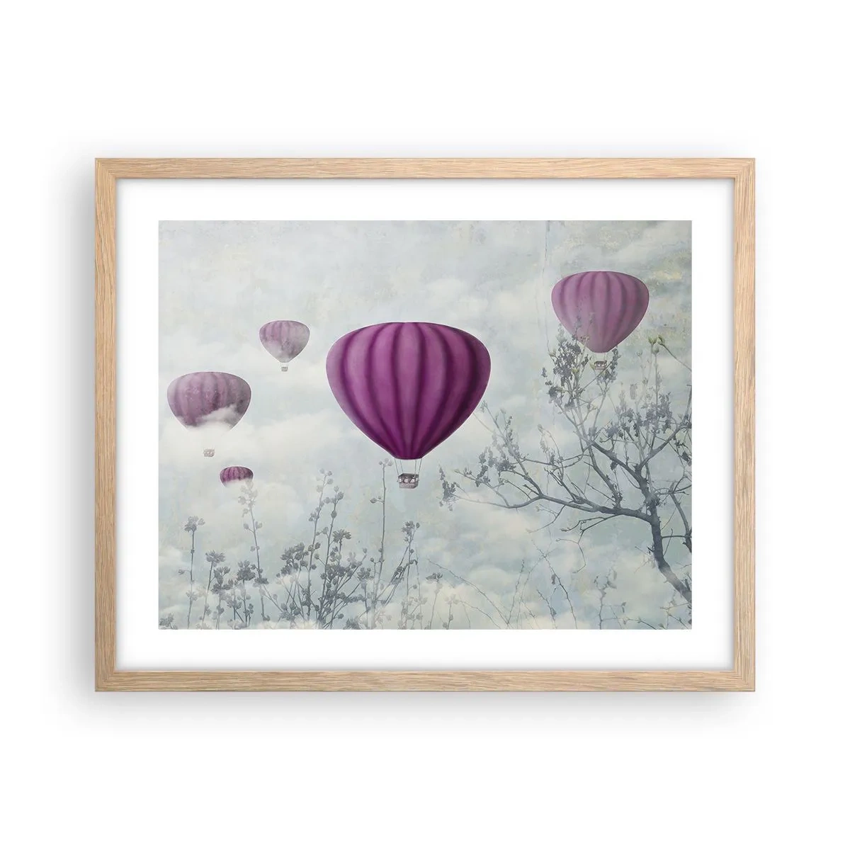 Poster în ramă de stejar deschis - Ca niște nave pe cer - 50x40 cm