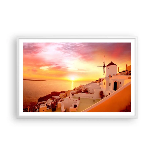 Poster în ramă albă - Dizolvându-se în alb și auriu - 91x61 cm