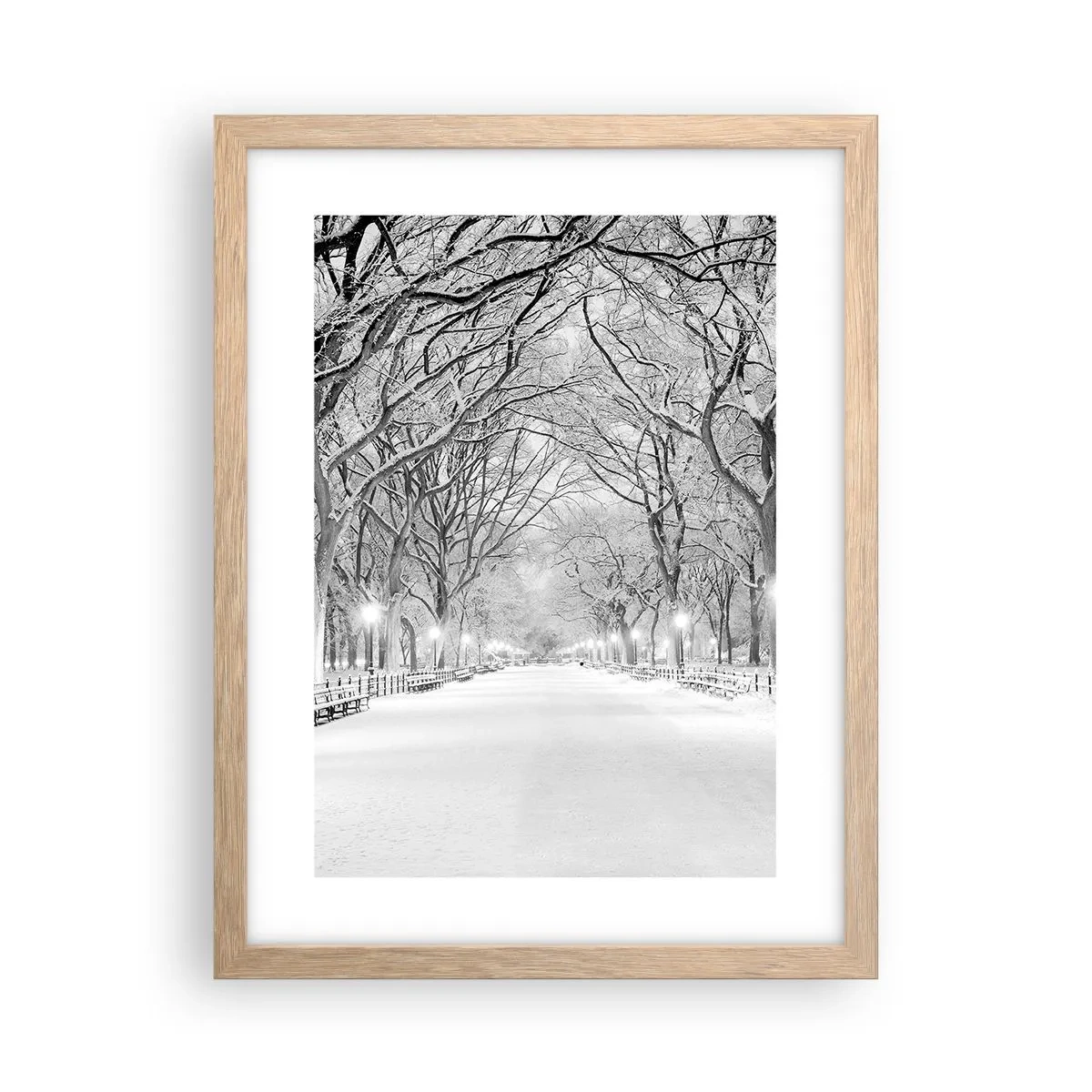 Poster în ramă de stejar deschis - Cele patru anotimpuri – iarna - 30x40 cm