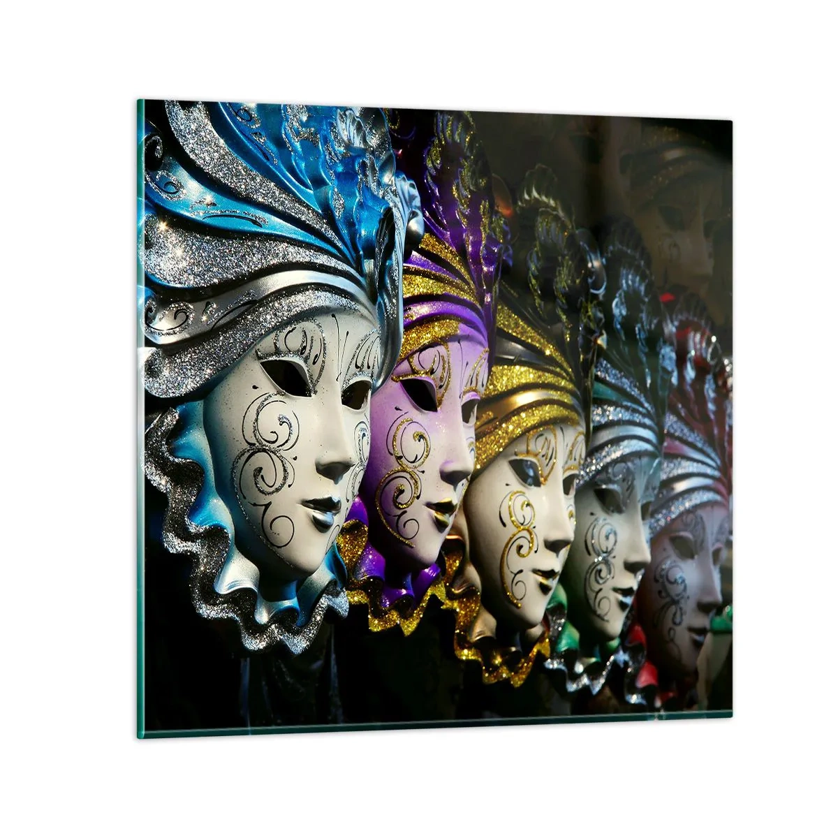 Tablou pe sticlă - Mister în aur și argint - 60x60 cm