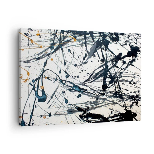Tablou pe pânză Canvas - O pictură abstractă cu stropi de vopsea în modele dinamice. - 70x50cm - Abstracție expresionistă - Decorațiune modernă pentru perete pentru living și dormitor ARTTOR
