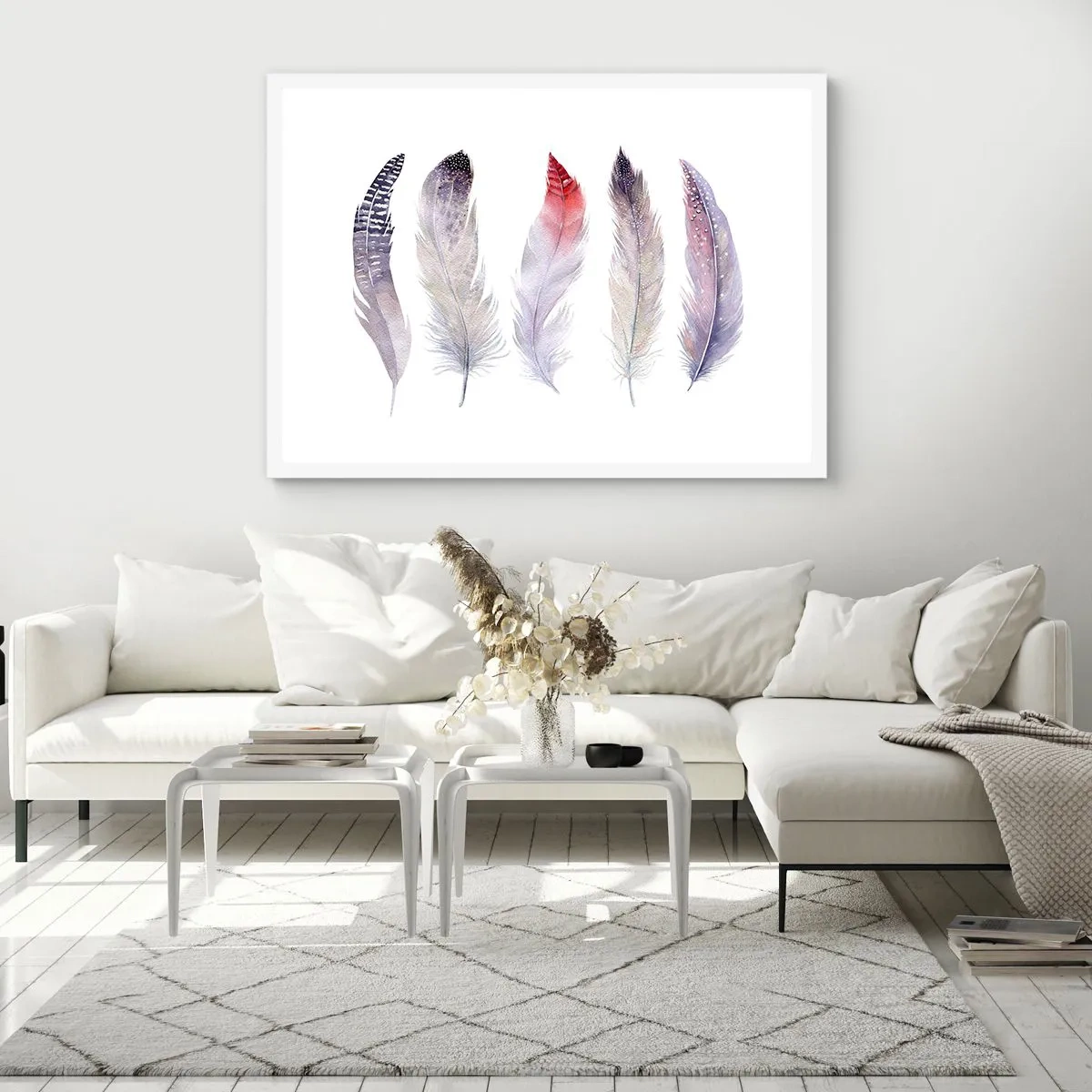 Poster în ramă albă - Delicate ca o ceață multicoloră - 100x70 cm