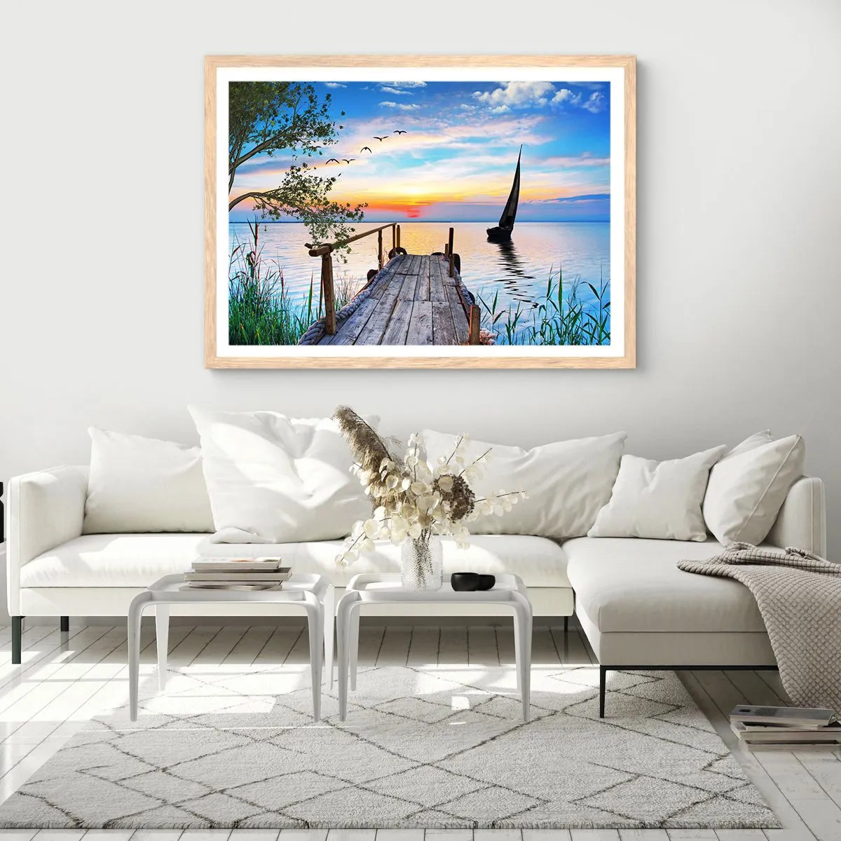 Poster în ramă de stejar deschis - Bună seara - 50x40 cm