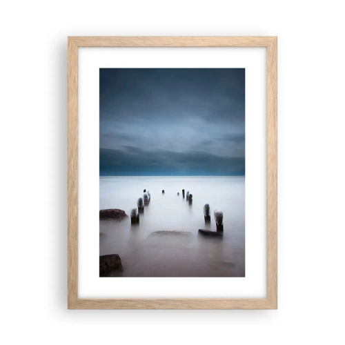 Poster în ramă de stejar deschis - Un lac în ceața calmă - 30x40 cm