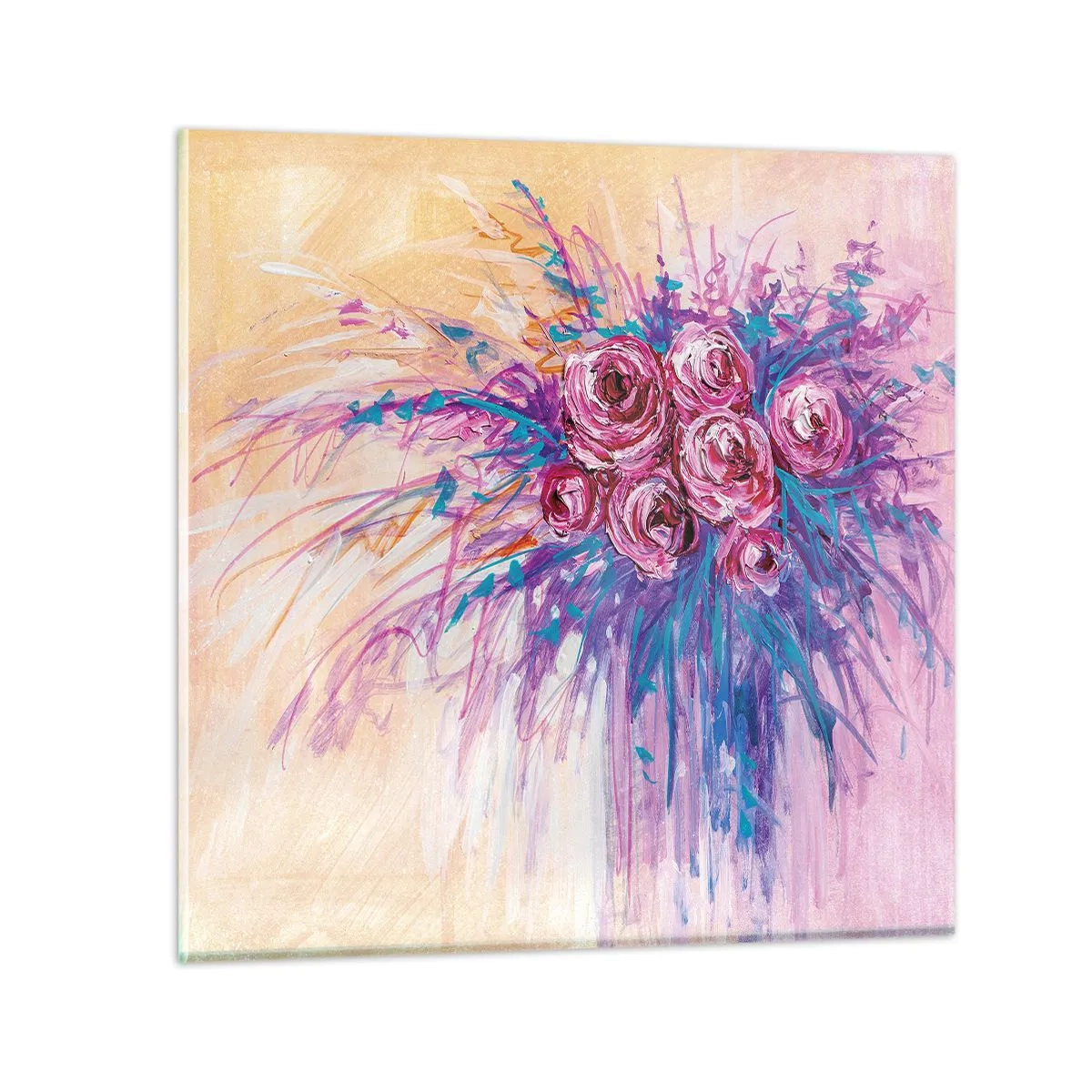 Tablou pe sticlă - Fântână de trandafiri - 50x50 cm