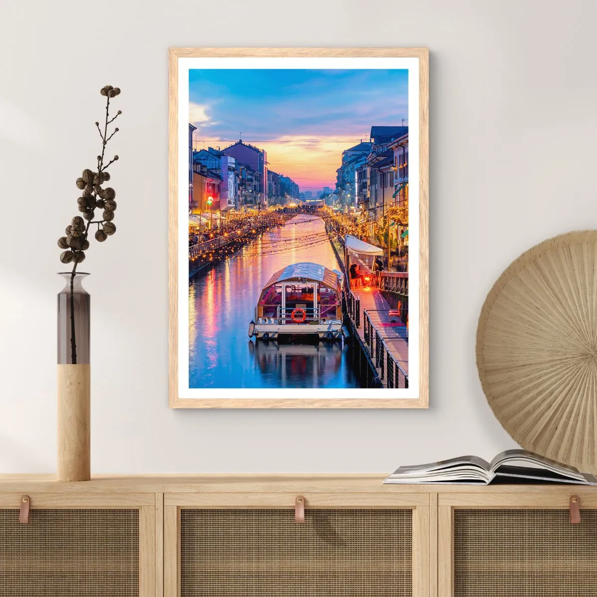 Poster în ramă de stejar deschis - O seară de lumină și distracție - 70x100 cm