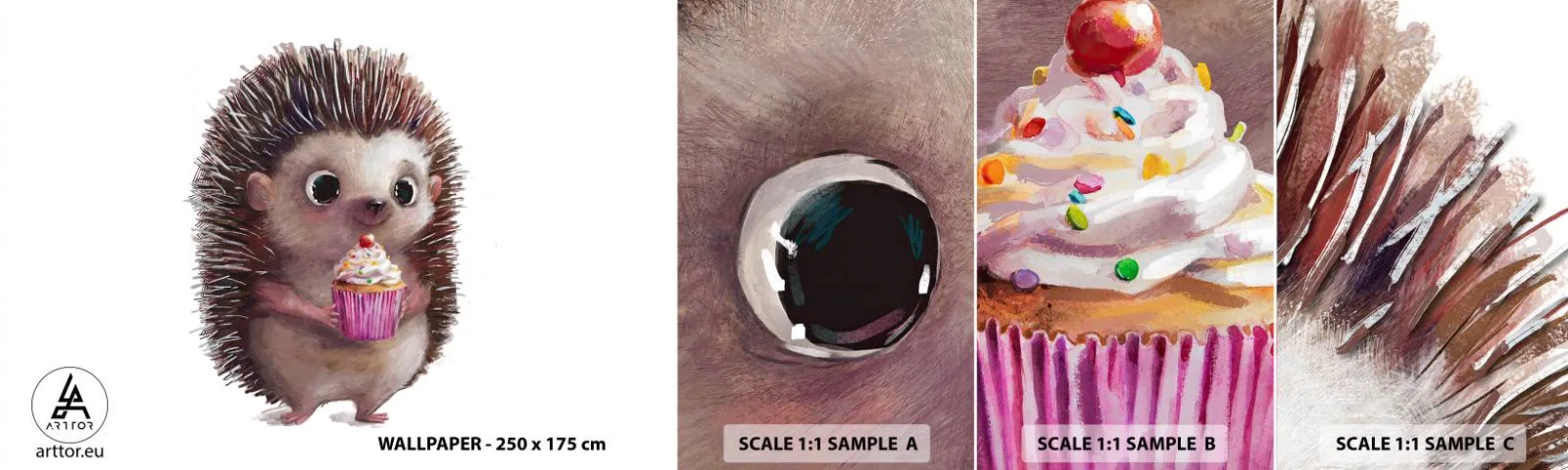 Mostră tapet autocolant Deluxe Sticker - Fiecare zi este o sărbătoare - Pentru copii, Arici, Basm - 100x30 cm