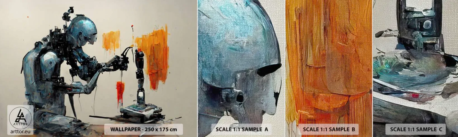 Mostră tapet Premium Canvas - Vine ziua de mâine..... - Artist, Inteligenţă artificială, Robot - 100x30 cm