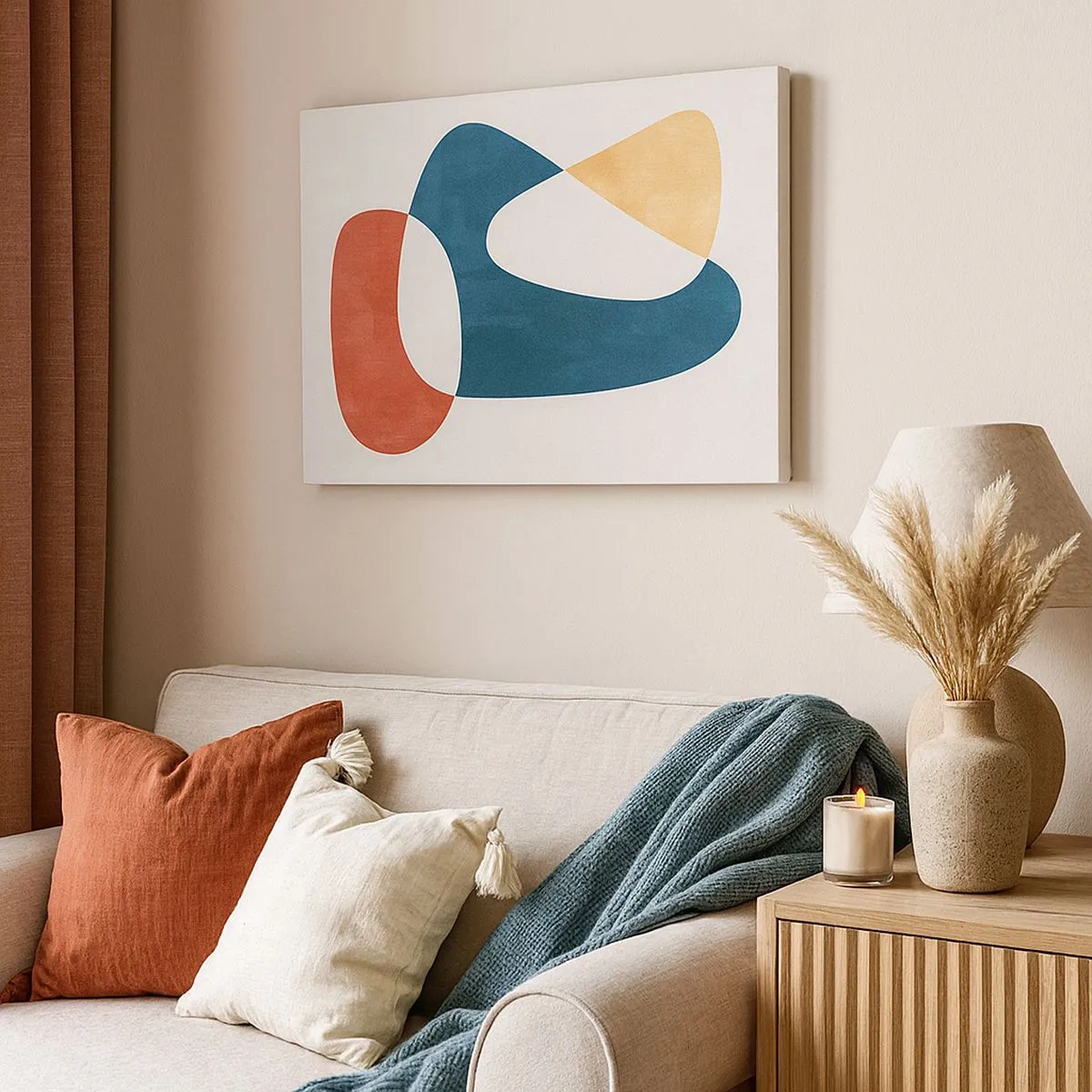 Tablou pe pânză Canvas - Forme abstracte în culori armonioase - 70x50cm - Influențe și metamorfoze - Decorațiune modernă pentru perete pentru living și dormitor ARTTOR