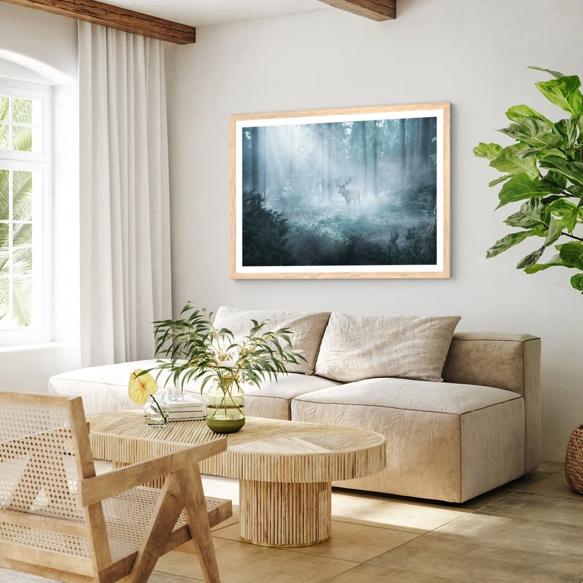 Poster în ramă de stejar deschis - Plimbarea de dimineață prin regat - 50x40 cm