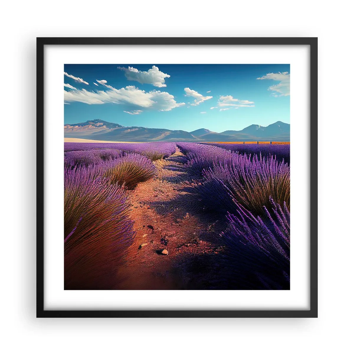 Poster în ramă neagră - Câmpuri parfumate - 50x50 cm