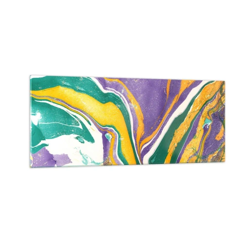 Tablou pe sticlă - Valuri de culoare - 100x40 cm