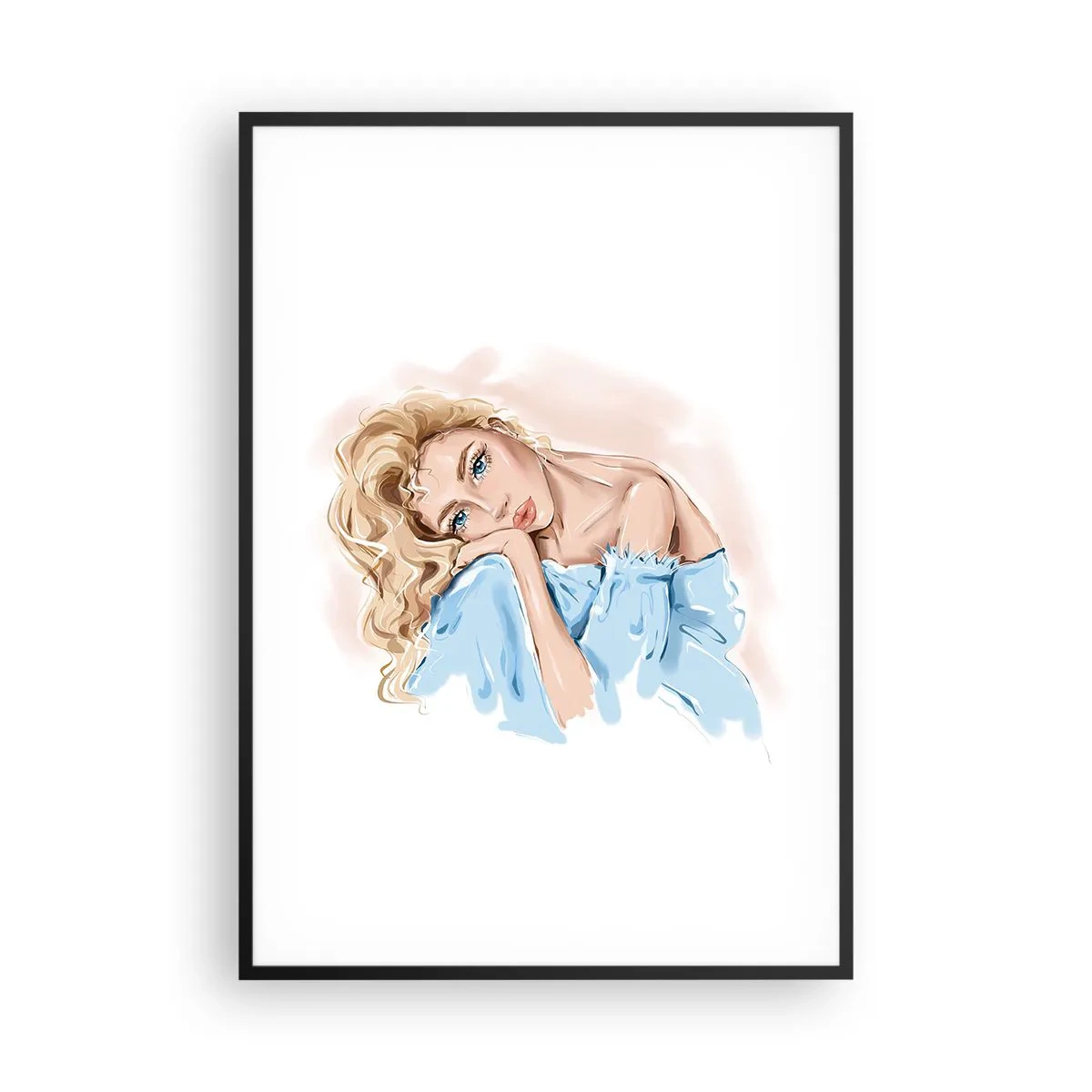 Poster în ramă neagră - Scufundată în vis albastru - 70x100 cm