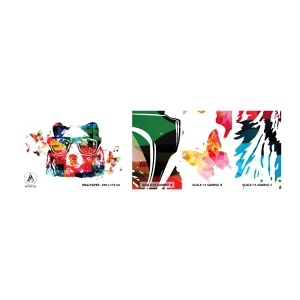 Mostră de Tapet Standard Eco - Îmi place ursul! - Abstracția, Urs, Ochelari - 100x30 cm