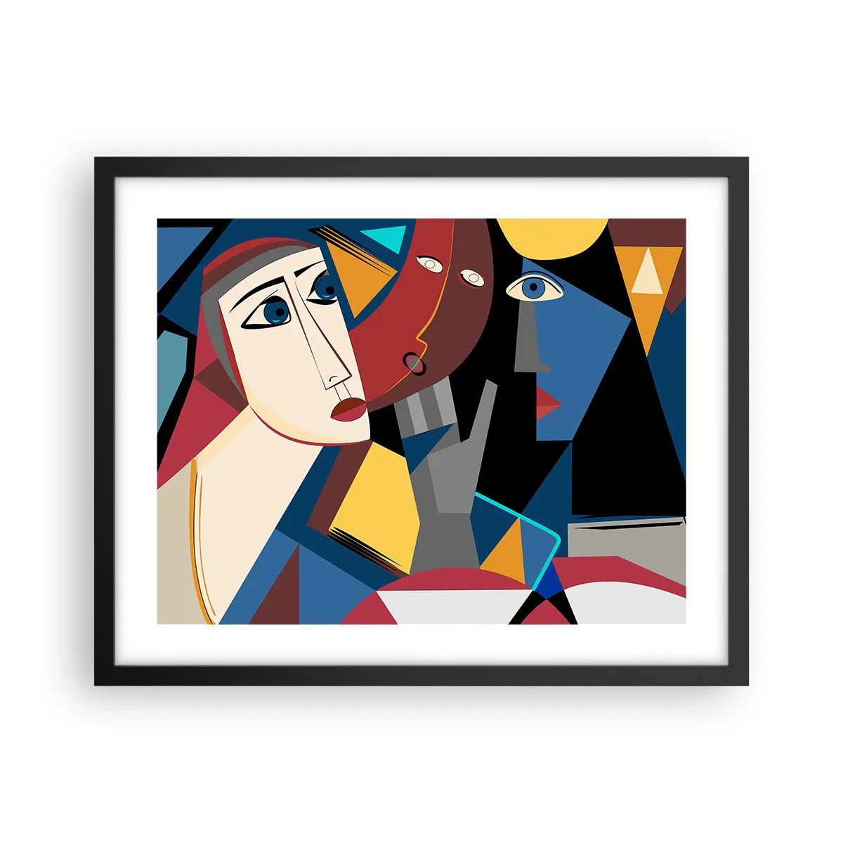 Poster în ramă neagră - Discuția cubiștilor - 50x40 cm