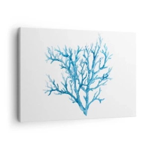 Tablou pe pânză Canvas - Coral albastru pe fundal alb cu un aspect minimalist - 70x50cm - Filigranul marin - Decorațiune modernă pentru perete pentru living și dormitor ARTTOR