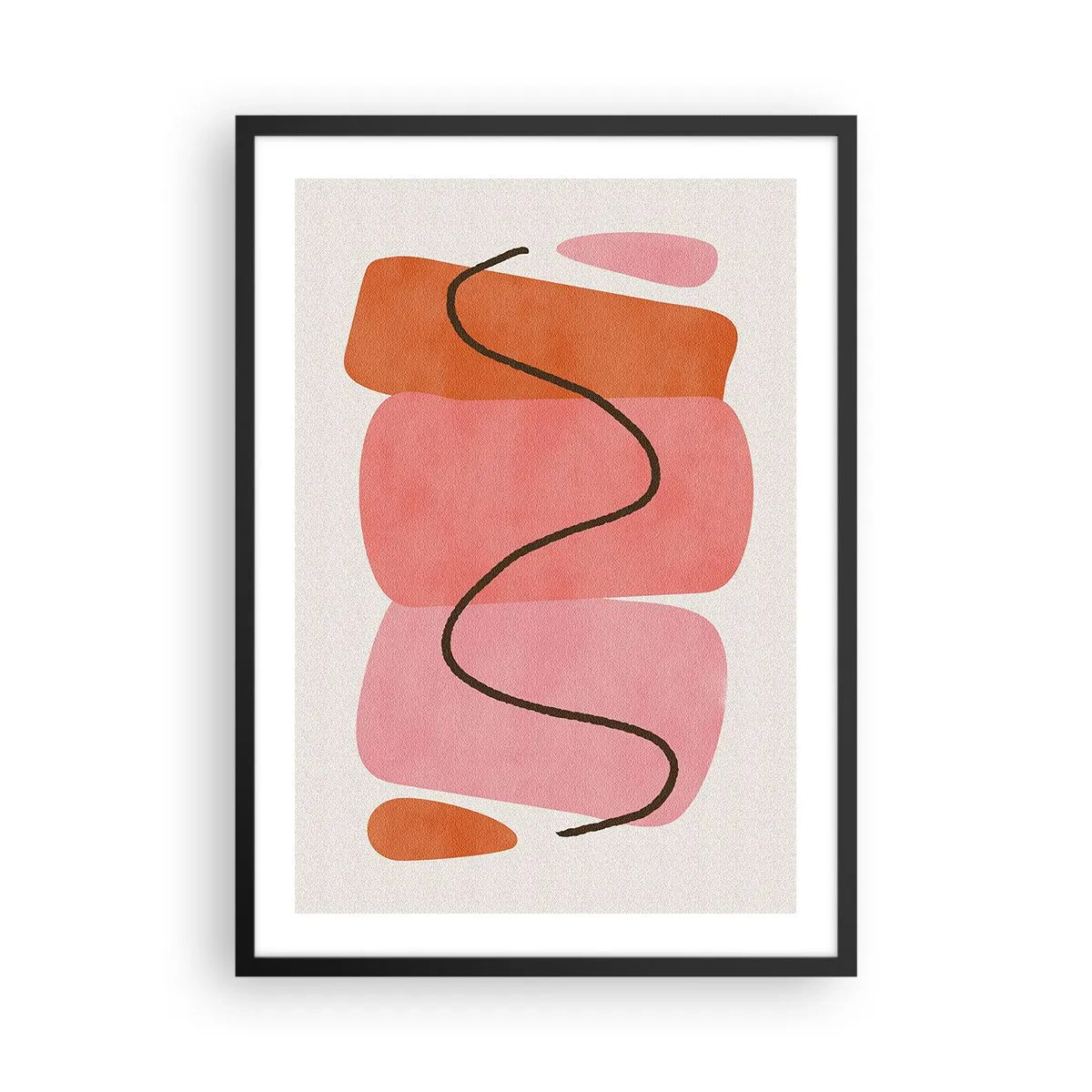 Poster în ramă neagră - Compoziție abstractă de forme geometrice - 50x70cm - Mișcarea blândă a formelor - Decorațiune modernă pentru perete pentru living și dormitor ARTTOR