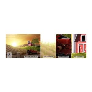 Mostră tapet autocolant Deluxe Sticker - O fermă ca un basm - Fermă, Peisaj, Tractor - 100x30 cm