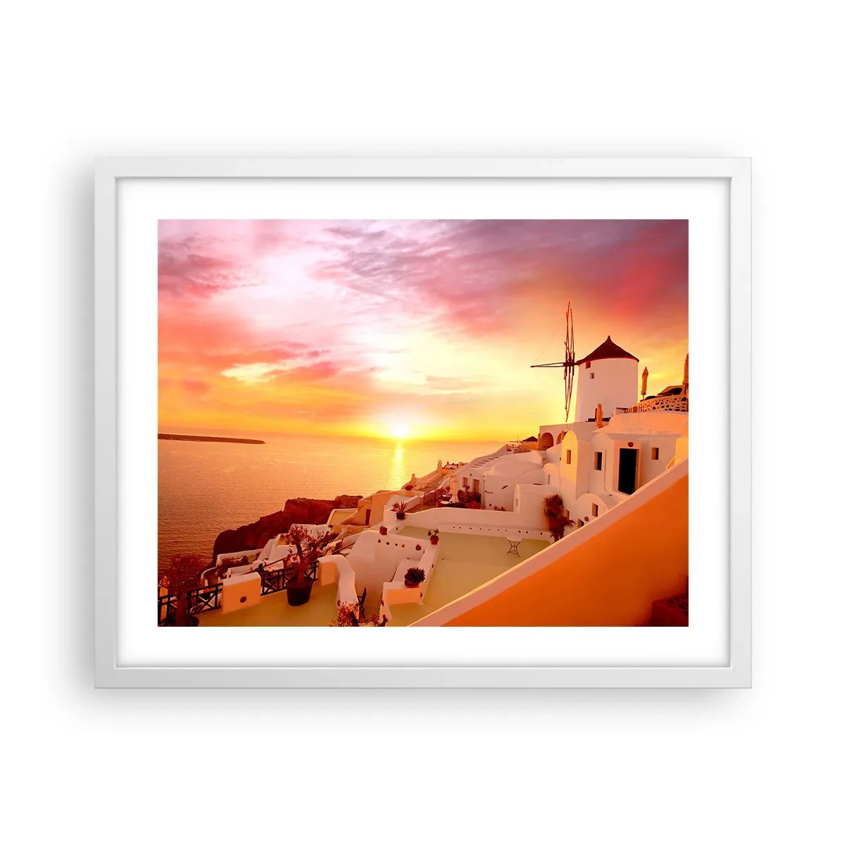 Poster în ramă albă - Dizolvându-se în alb și auriu - 50x40 cm