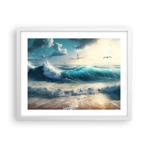 Poster în ramă albă - Sunetul valurilor doar pentru tine - 50x40 cm