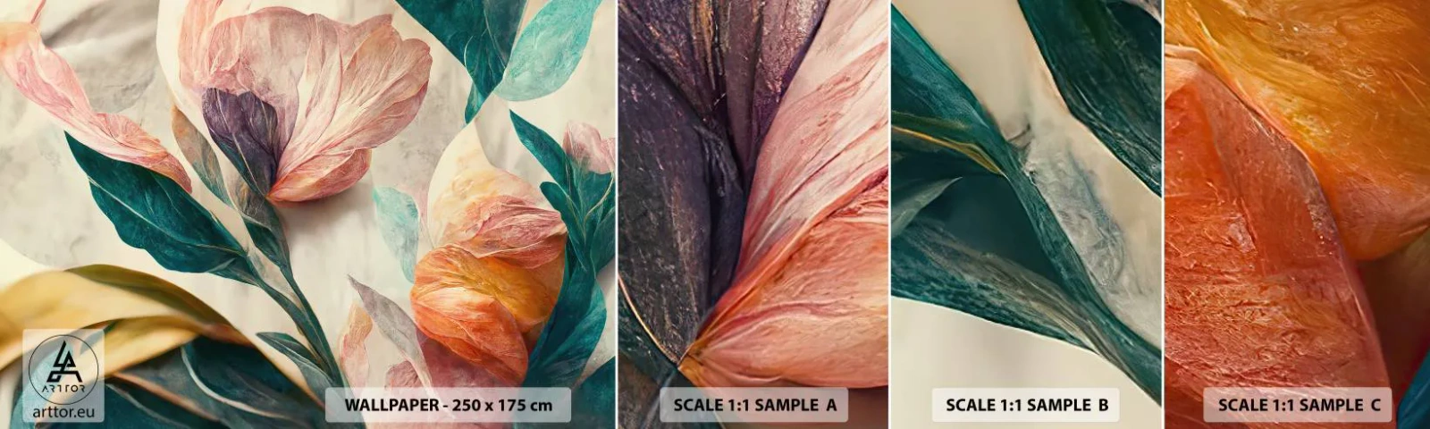 Mostră tapet autocolant Deluxe Sticker - Flori din insulele sudice - Flori, Epocă, Botanică - 100x30 cm