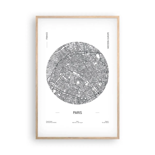 Poster în ramă de stejar deschis - Anatomia Parisului - 61x91 cm